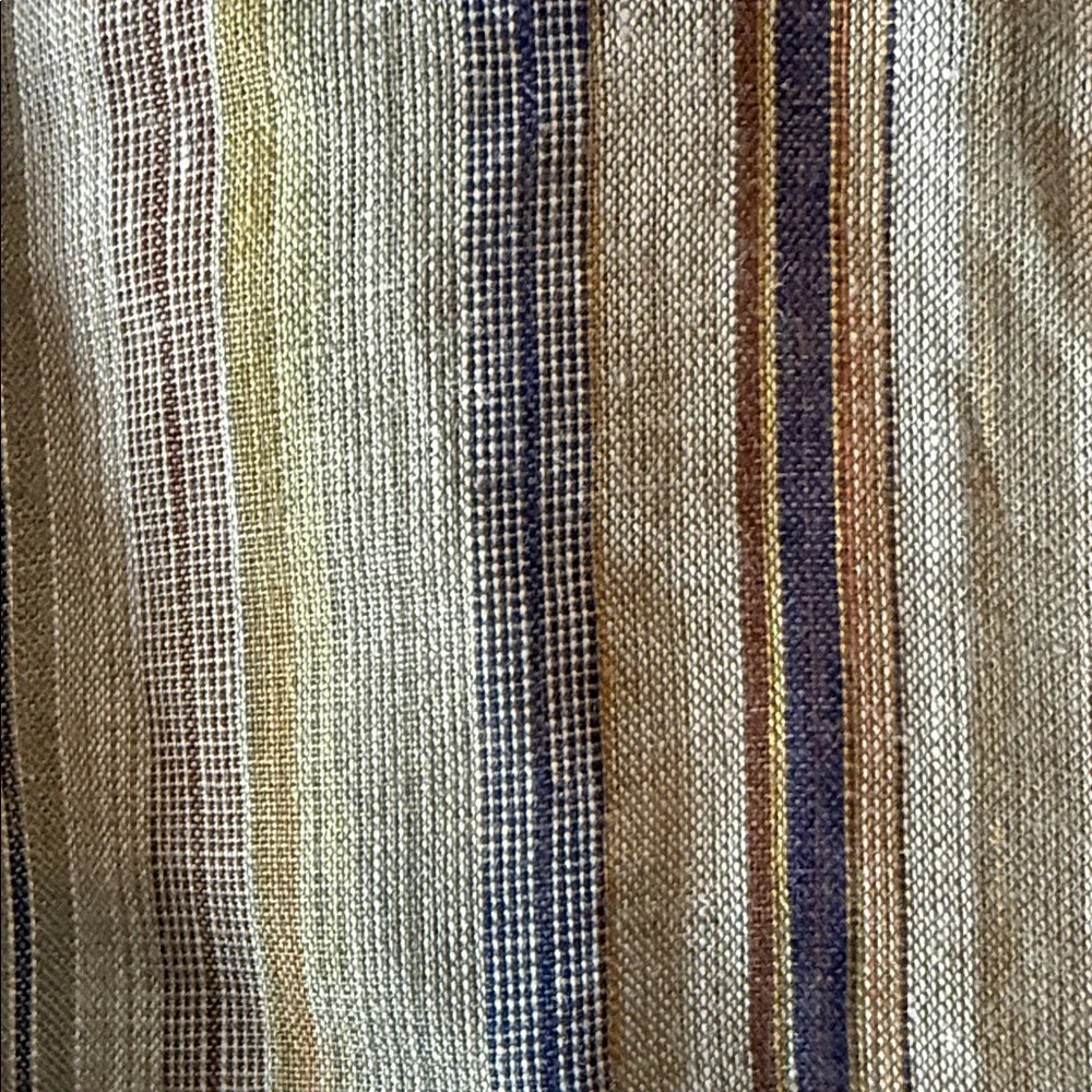 Eskandar Striped Linen Button Down Mandarin Collar Tunic Shirt Size 1 - Picture 3 of 4